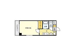 オークハイム 1Kの間取図画像