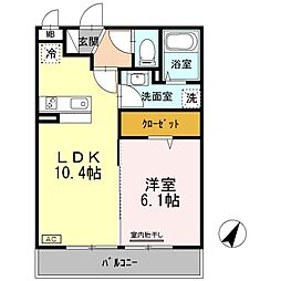 ガーベラ北神戸 1LDKの間取図画像