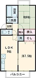 ベルパークK 2LDKの間取図画像