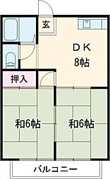 ＭＴレジデンス 1階2DKの間取り