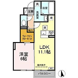 （仮）D-ROOM大館町PJ 1階1LDKの間取り