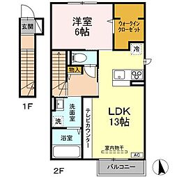 D-ROOM大館町 1LDKの間取図画像