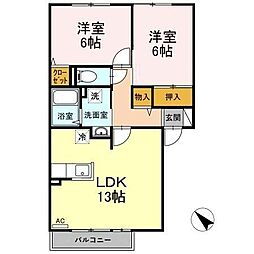 グラン・シャリオB 2LDKの間取図画像