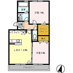 エトワールS 2LDKの間取図画像