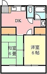 ドルフ6 2階2DKの間取り