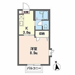 アルシオネ泉 1Kの間取図画像