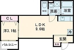 エフスタイル藤井寺・林6丁目 1LDKの間取図画像
