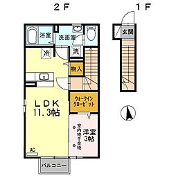 セピアコート2 1LDKの間取図画像
