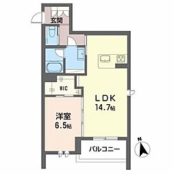 シャーメゾンプレミアス大津 1LDKの間取図画像