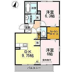 アーバンメロウ 2DKの間取図画像
