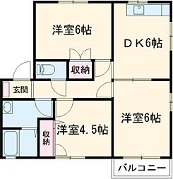 メゾン・シャルムE 1階3DKの間取り