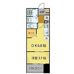 シェルグランデ鉄砲町東 14階1DKの間取り
