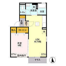 上信電鉄 馬庭駅 徒歩3分の賃貸アパート 1階1LDKの間取り
