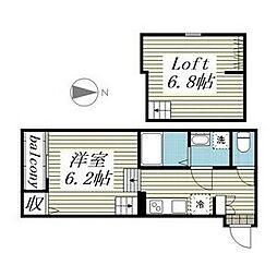 アルバーノ大江B棟 2階1Kの間取り