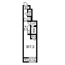 エレファントII 1Kの間取図画像