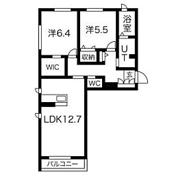 東武伊勢崎線 太田駅 徒歩17分の賃貸アパート 2階2LDKの間取り