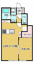 Floraison A(フロレゾン） 1階1LDKの間取り