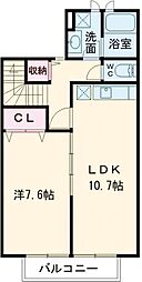 アスピリア　萬寿舎 2階1LDKの間取り
