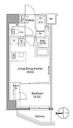 ザ・パークハビオ根岸三丁目 1LDKの間取図画像