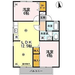 エントピアゆうB 2LDKの間取図画像