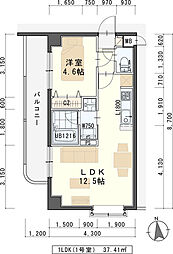 グレース萩野町 3階1LDKの間取り