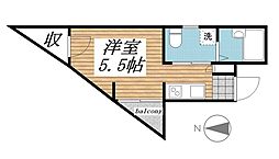 クラウンズコート羽沢 2階ワンルームの間取り