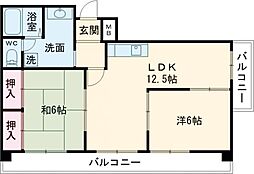 コーポ青山2 2LDKの間取図画像