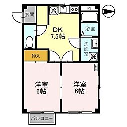カーサケンポA 2DKの間取図画像