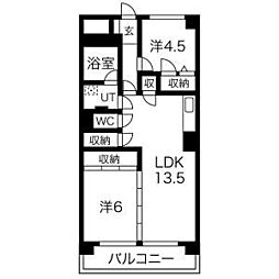 パークビュースーデン 2DKの間取図画像