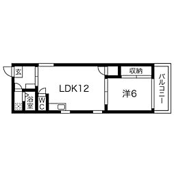 グリーンハイツ2 1LDKの間取図画像