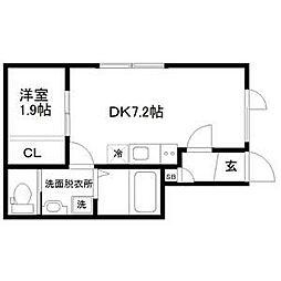 create inc 1階1DKの間取り