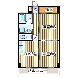 メゾンドール福田町 2DKの間取図画像