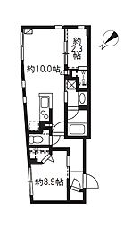 グローリオシェルト駒込 2階2LDKの間取り
