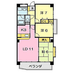 フロムエミコ 3階3LDKの間取り