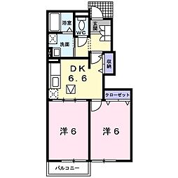 シュープリームA 2DKの間取図画像
