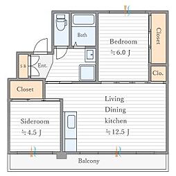 Skycrest Oushio II 5階2LDKの間取り