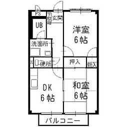 メゾンサンシャイン2 2DKの間取図画像