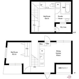 スクエアコート早稲田 1階2DKの間取り