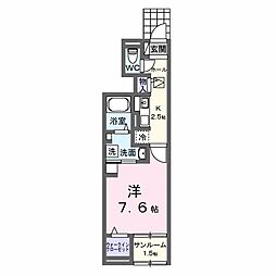 シエロガーデン高知 1階1Kの間取り