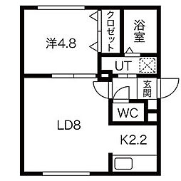 エール発寒南 1LDKの間取図画像