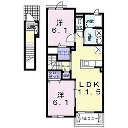 カーサセレーノ1 2LDKの間取図画像