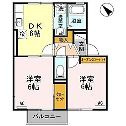 セジュールエスト 2DKの間取図画像