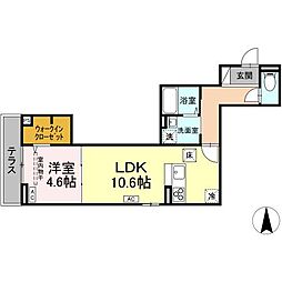 ＤーＲＯＯＭ 大和町 1階1LDKの間取り