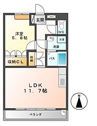 メゾン・ド・ネイジュII 2階1LDKの間取り