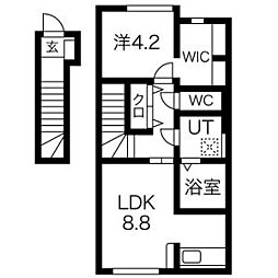 メゾンフェリシテ東根 2階1LDKの間取り