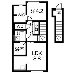 メゾンフェリシテ東根 2階1LDKの間取り