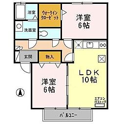 エルドラード　ナナ　Ａ 1階2LDKの間取り