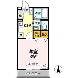 コーポポテト 1階1Kの間取り