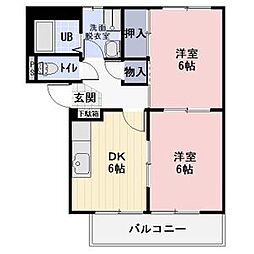 Surplus　Courage 2階2DKの間取り