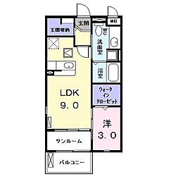 カサブランカF 1LDKの間取図画像